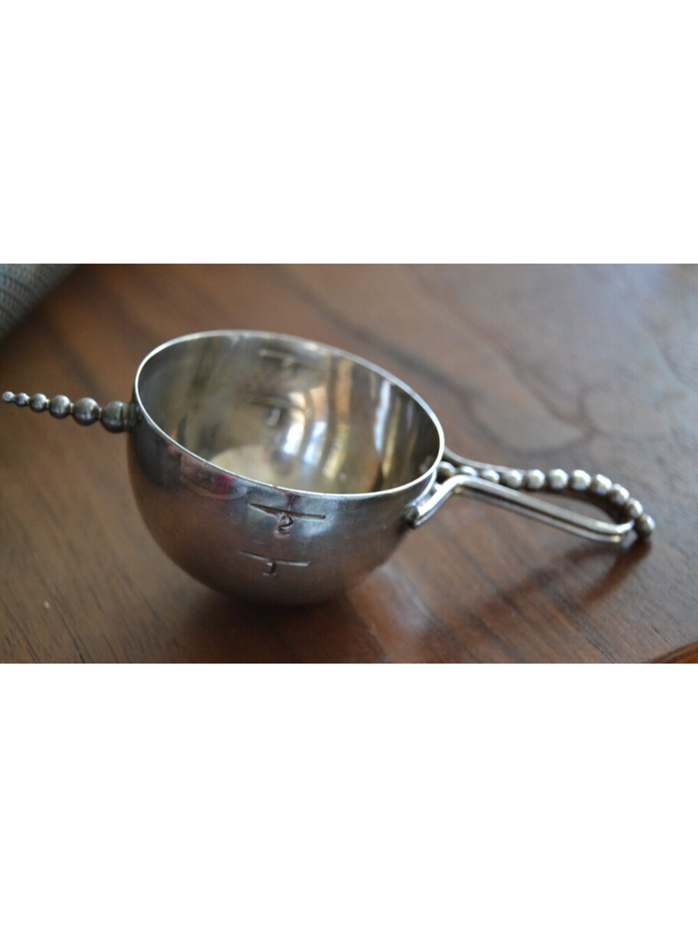 NAPIER 2 oz Beaded MCM Barware BOTTOMS UP JIGGER Cocktail Measure Cup